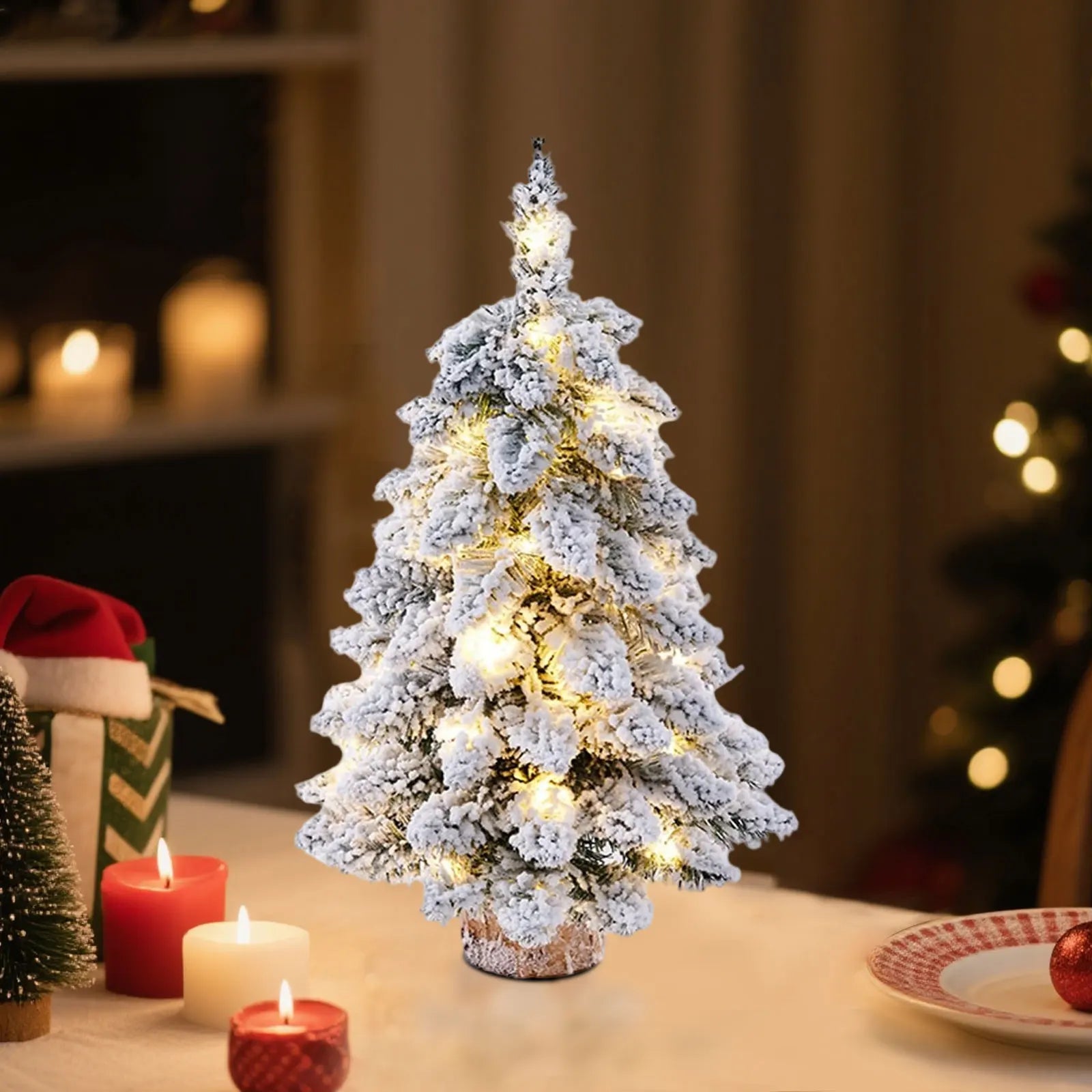 Christmas Tree Christmas Falling Snow Flocked Christmas Tree Small Tree Decoration Desktop Ornaments Party Decoration