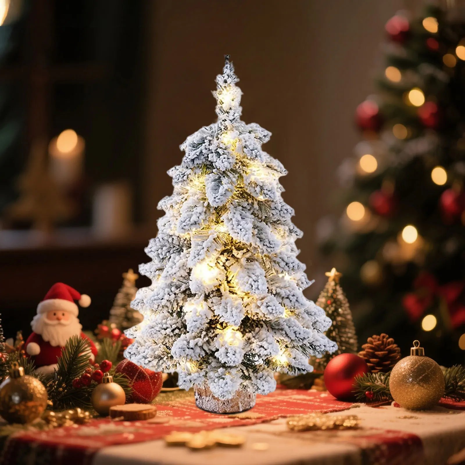 Christmas Tree Christmas Falling Snow Flocked Christmas Tree Small Tree Decoration Desktop Ornaments Party Decoration