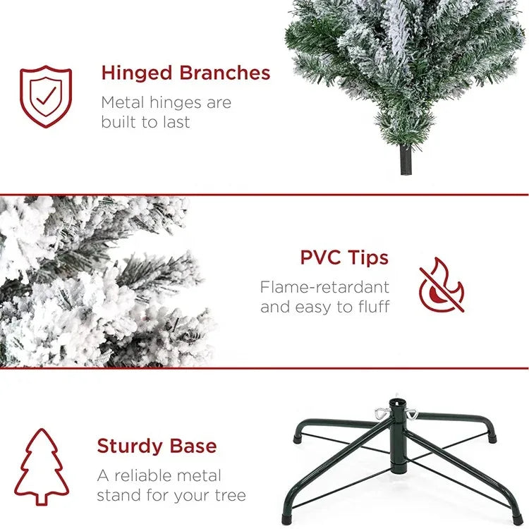 White Flocked PVC Christmas Tree Realistic Snow Effect Artificial Pine Xmas Tree for Shop Window Display Decoration